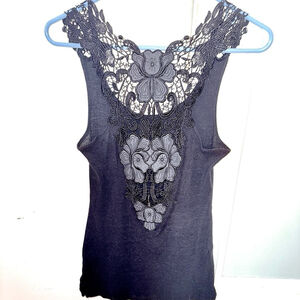 Free people lace racerback tank top ribbed size M